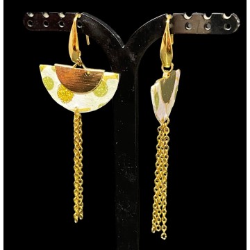 Boucles d'oreilles demi lunes origami et acier inoxydable or