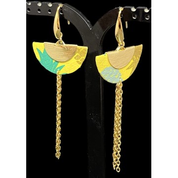 Boucles d'oreilles demi lunes origami et acier inoxydable or