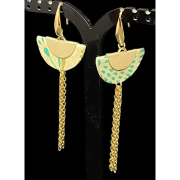 Boucles d'oreilles demi lunes origami et acier inoxydable or