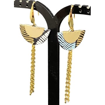 Boucles d'oreilles demi lunes origami et acier inoxydable or