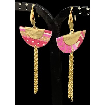 Boucles d'oreilles demi lunes origami et acier inoxydable or