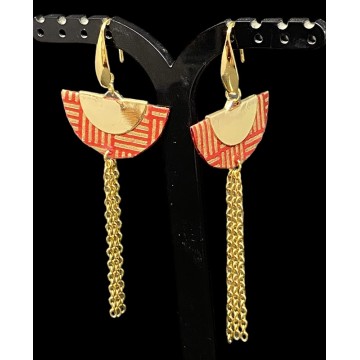 Boucles d'oreilles demi lunes origami et acier inoxydable or