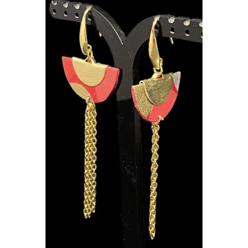 Boucles d'oreilles demi lunes origami et acier inoxydable or
