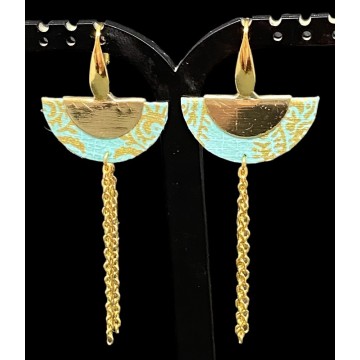 Boucles d'oreilles demi lunes origami et acier inoxydable or