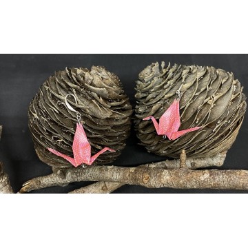 Boucles d'oreilles en alliage de laiton avec grues rouges en origami