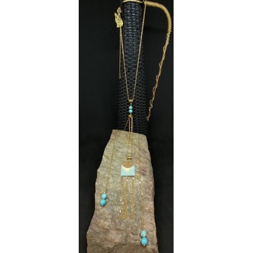 Collier en acier inoxydable or de forme carrée en origami