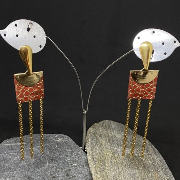 Boucles d'oreilles en acier inoxydable or de forme carrée en origami