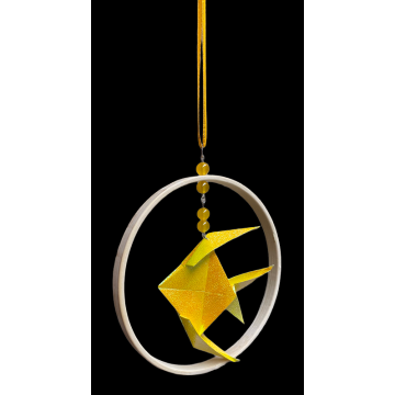 Mobile poisson origami jaune