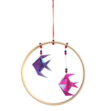 Mobile poisson origami violet et rose