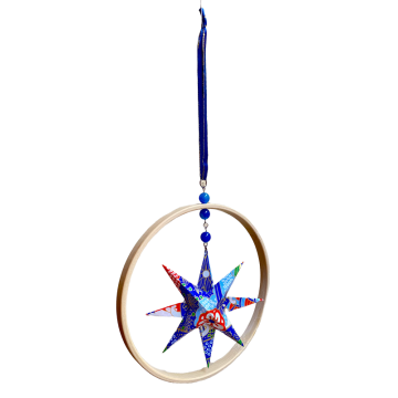 Mobile étoile origami bleue